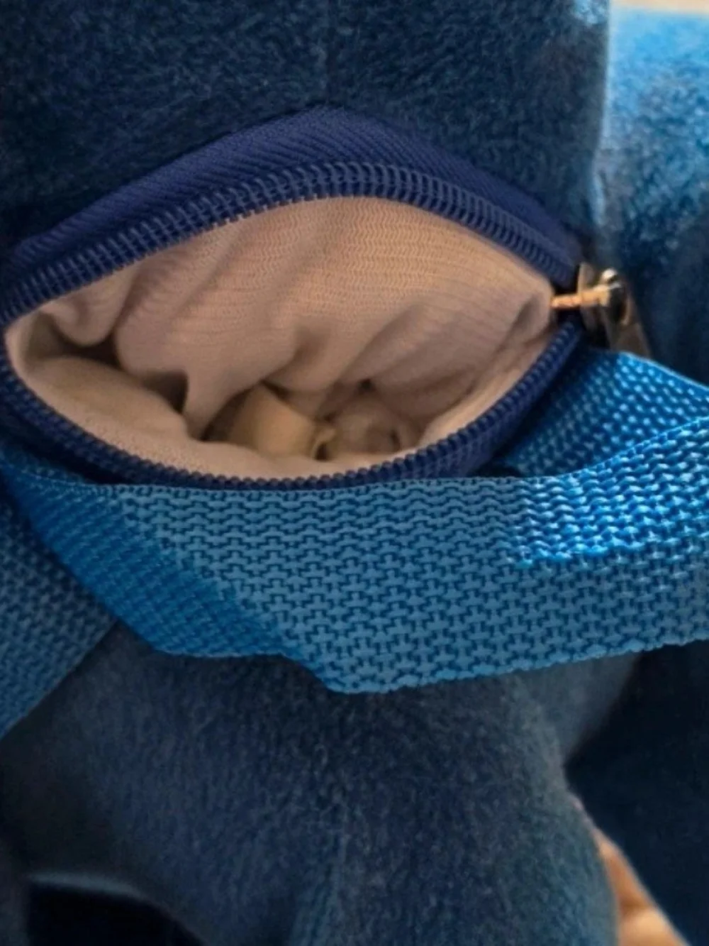 Blue Plush Character Bag for Kids with Cream Accents